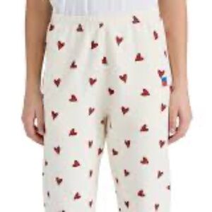 KULE Ivory Joggers with Scarlet Heart Design